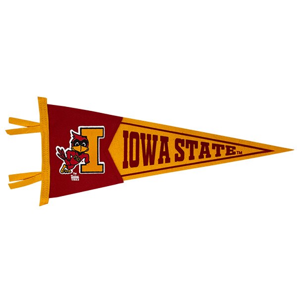Vintage Leaning Cy Cardinal and Gold Pennant (7.75in x 17.5in)